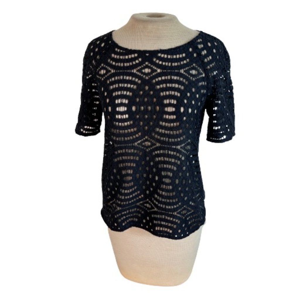 Ann Taylor Black Crochet Blouse